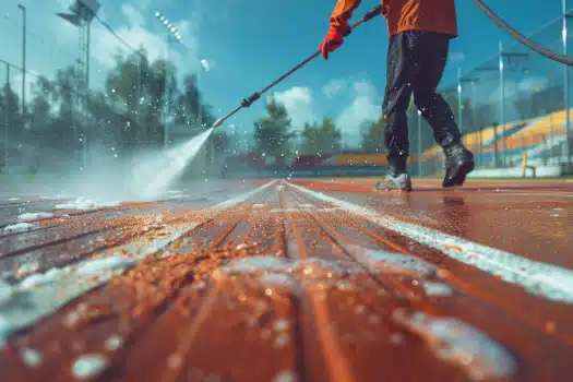 athletic track power washing cleaning
